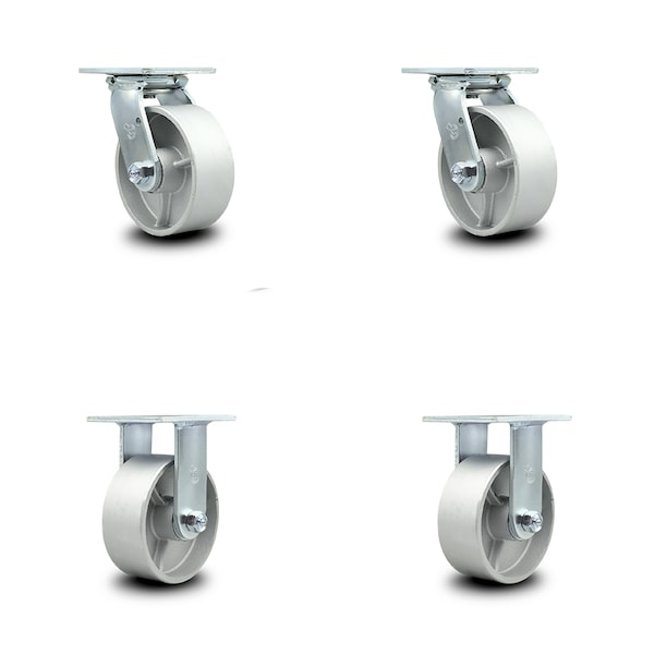 5 Inch Semi Steel Caster Set with Roller Bearings 2 Swivel 2 Rigid SCC